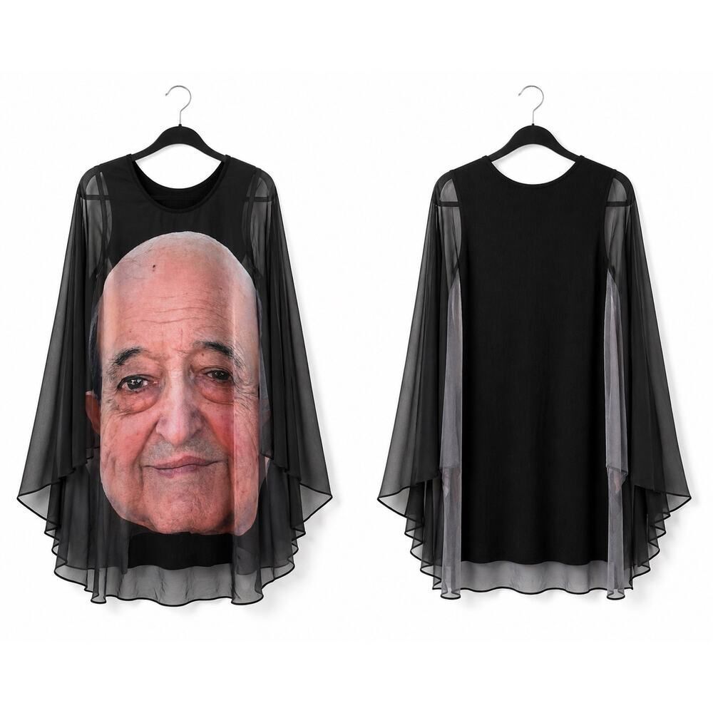 Fashion Brand Company Marcus Pork Tencel Rib Cape Mini Dress black Large